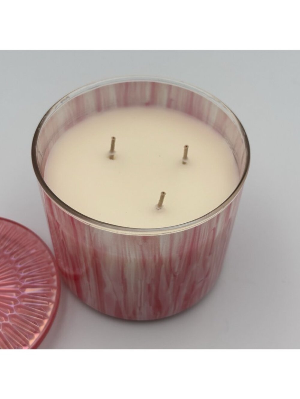 Bath & Body Works Champagne Toast 3 Wick Jar Candle Pink Glass Lid 14.5 oz - Picture 6 of 15